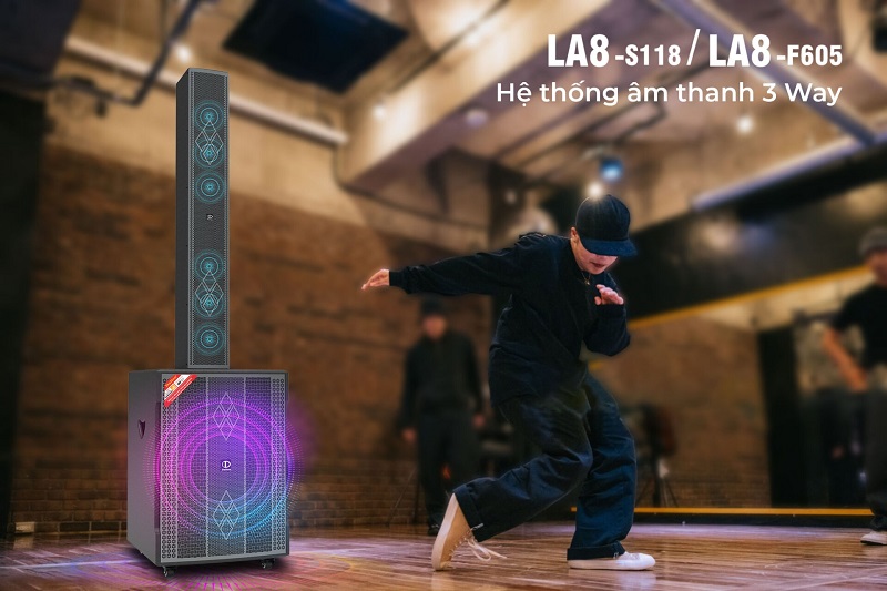 hệ thống âm thanh ba đường tiếng trên bộ loa dalton la8-s118 và la8-f605