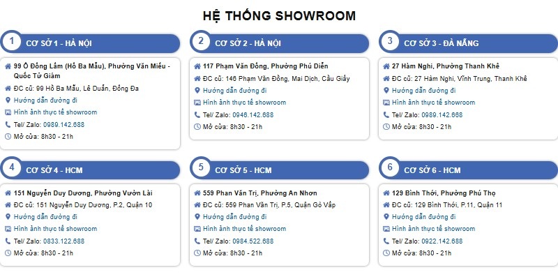 hệ thống showroom điện tử linh anh