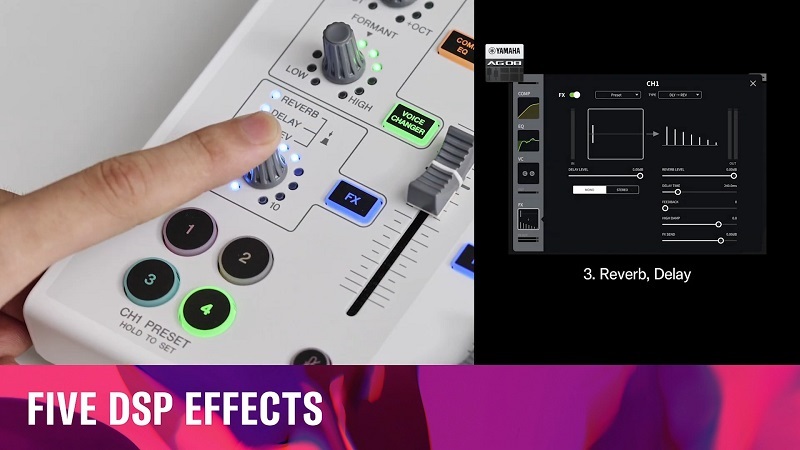hiệu ứng reverb delay trên ag08