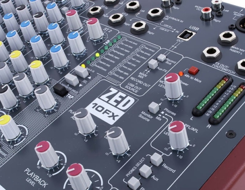 hiệu ứng trên mixer zed-10fx