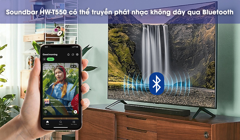 kết nối bluetooth không dây trên loa hw-t550