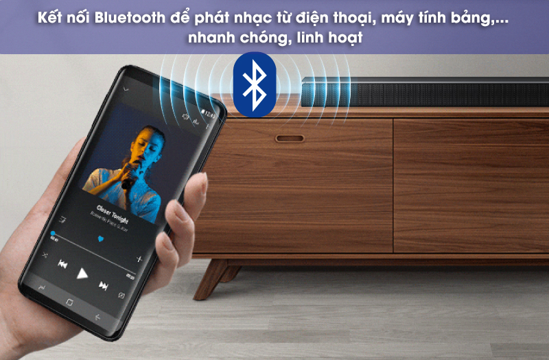 kết nối bluetooth để phát nhạc từ điện thoại, máy tính bảng nhanh chóng, linh hoạt