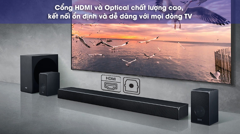 kết nối loa soundbar q90r voi tv