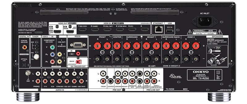 kết nối trên amply onkyo tx-rz50