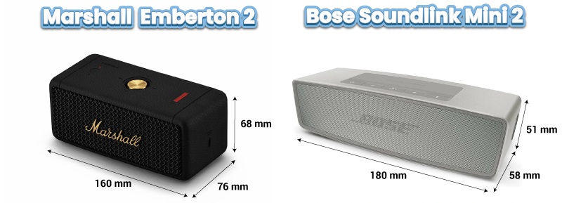 thiết kế của Marshall Emberton 2 vs Bose Soundlink Mini 2
