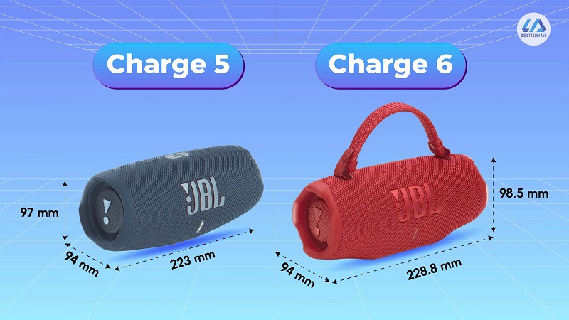 kích thước loa charge 6 so với charge 5