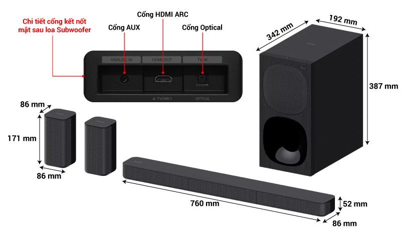 kích thước loa ht s20r