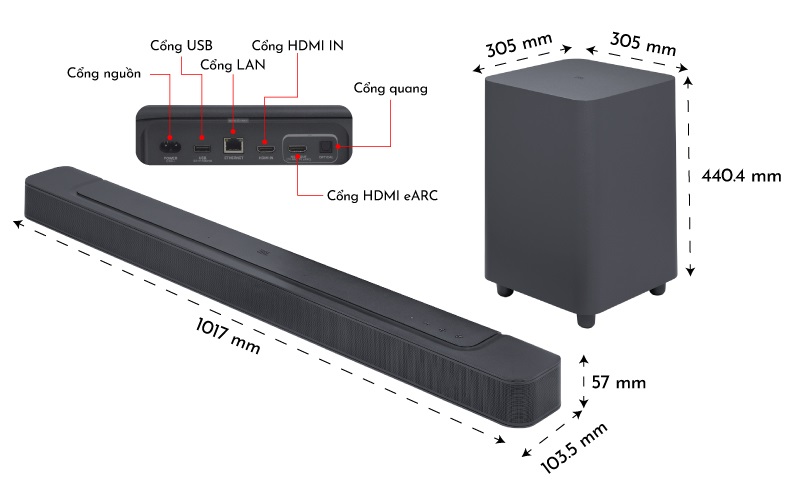 kích thước loa jbl bar 500 mk2