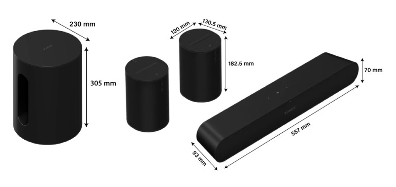 kích thước loa ray + sub mini + era 100