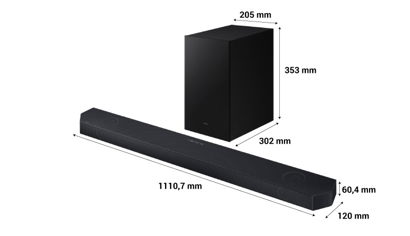 kích thước loa soundbar