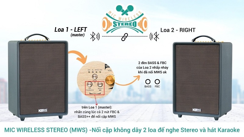 loa karaoke di động acnos high fidelity pro ghép nối hai loa