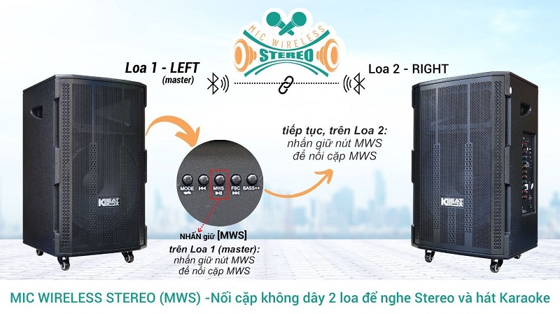 loa karaoke di động acnos 15s1 với công nghệ ghép đôi loa