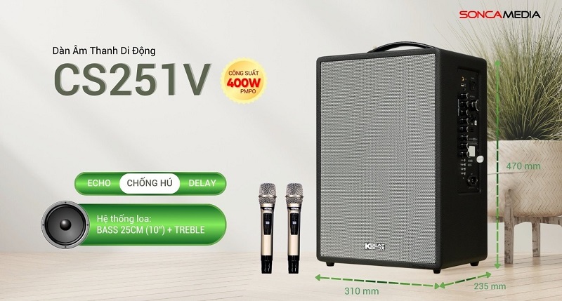 loa karaoke di động acnos cs251v với thiết kế tiện lợi