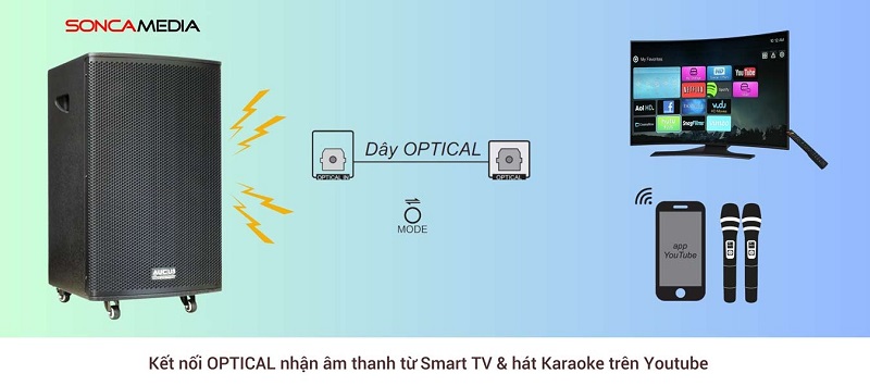 loa kéo aucus ak600 kết nối optical