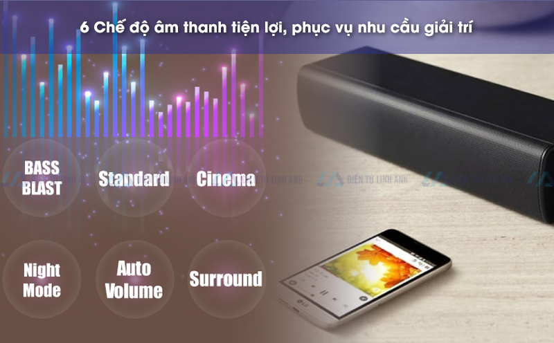 loa thanh lg sj7 tích hợp 6 chế độ âm thanh tiện lợi