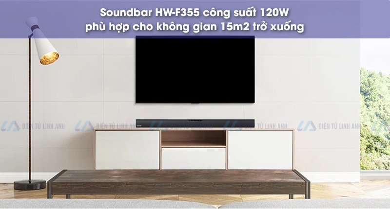 Samsung HW-F355 phù hợp cho không gian 15m2 trở xuống 