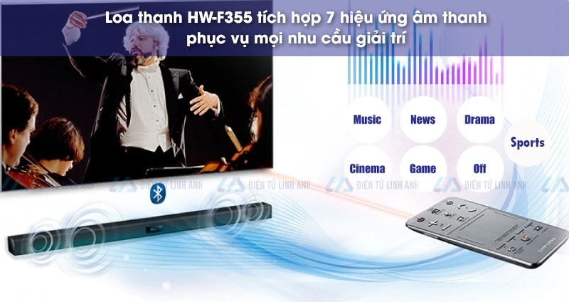loa thanh hw-f355 tích hợp 7 chế độ âm thanh 