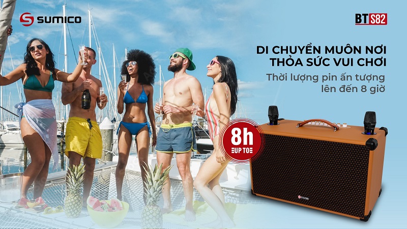 loa sumico bt-s82 thời lượng pin tới 8 giờ