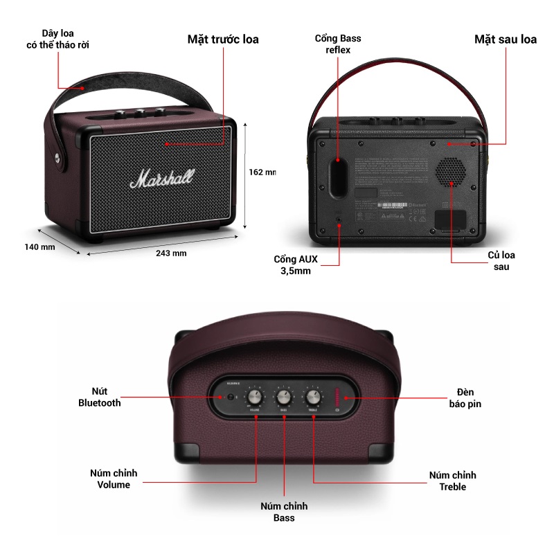 thông số kỹ thuật của loa Marshall Kilburn II ASH