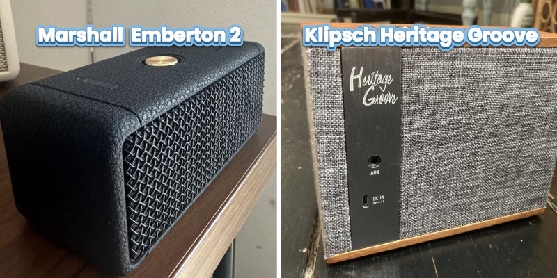 so sánh mặt sau Klipsch Heritage Groove vs Marshall Emberton 2