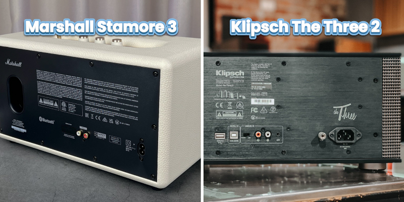 so sánh mặt sau của Stanmore 3 vs Klipsch The Three 2