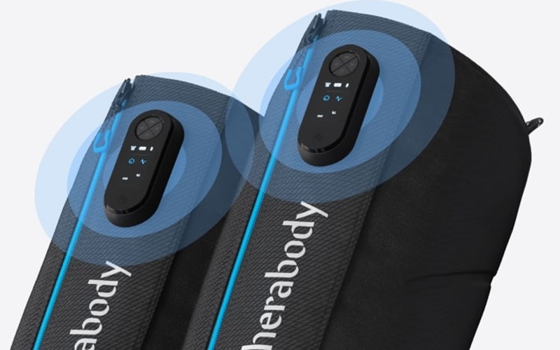 máy massage bắp chân nén khí therabody recoveryair jetboots điều khiển