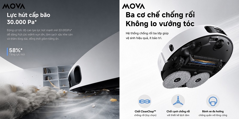 mova e50 ultra lực hút mạnh chổi chống rối