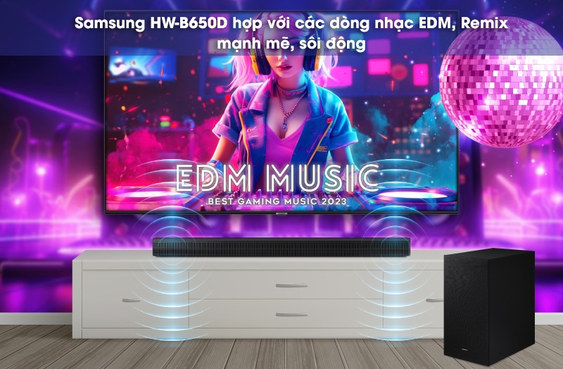 loa thanh samsung hw-b650d nghe nhạc sôi động