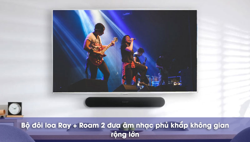 nghe nhạc với combo loa ray + roam 2