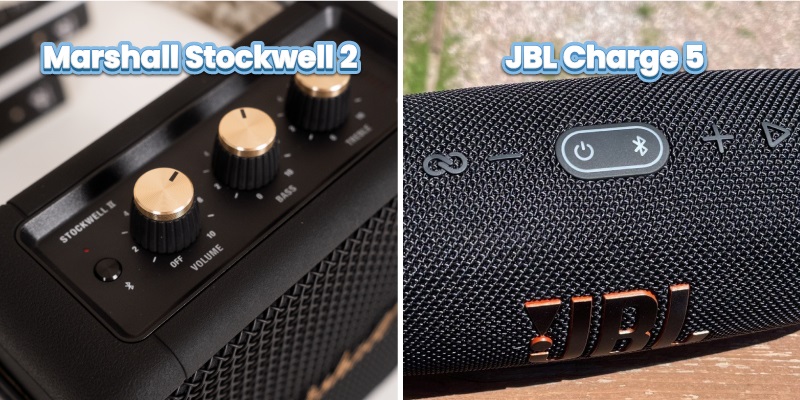 nút bấm loa jbl charge 5 vs marshall stockwell 2