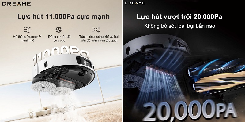 robot hút bụi dreame lực hút mạnh
