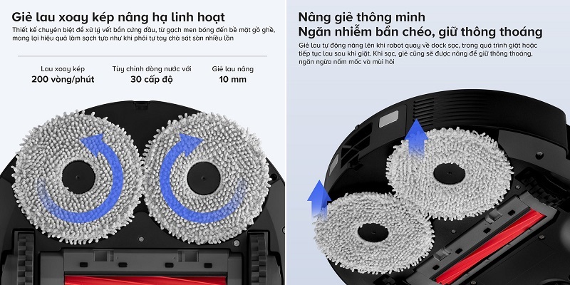 robot lau nhà qrevo s pro giẻ lau