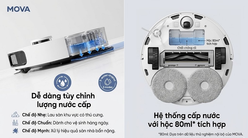 robot mova e40 ultra cấp nước 3 chế độ