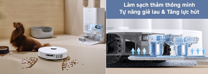 robot mova e40 ultra chăm sóc thảm và thú cưng