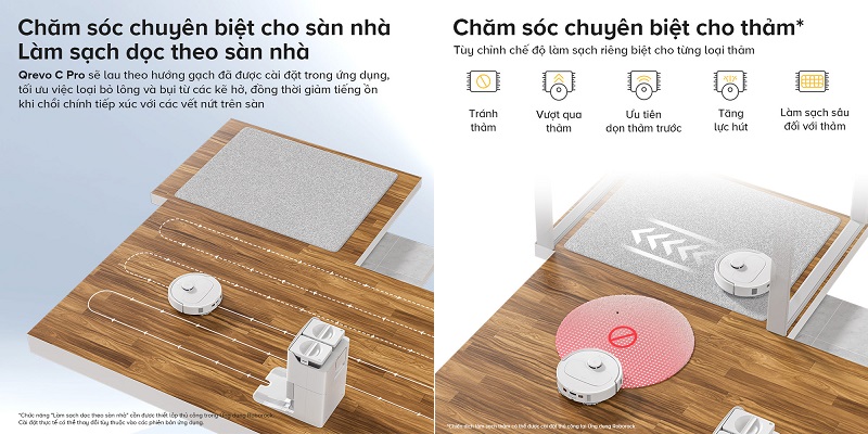 robot q revo c pro tôi ưu lau sàn và thảm