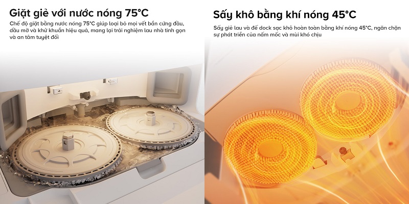robot q revo c tự động giặt sấy giẻ