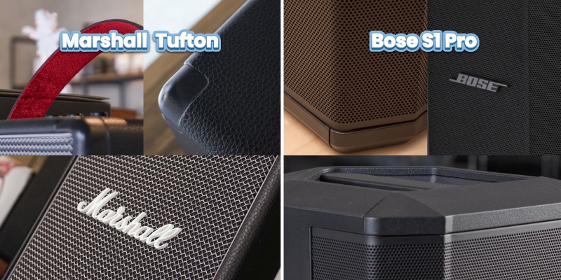 so sánh chất liệu  bose s1 pro vs marshall tufton