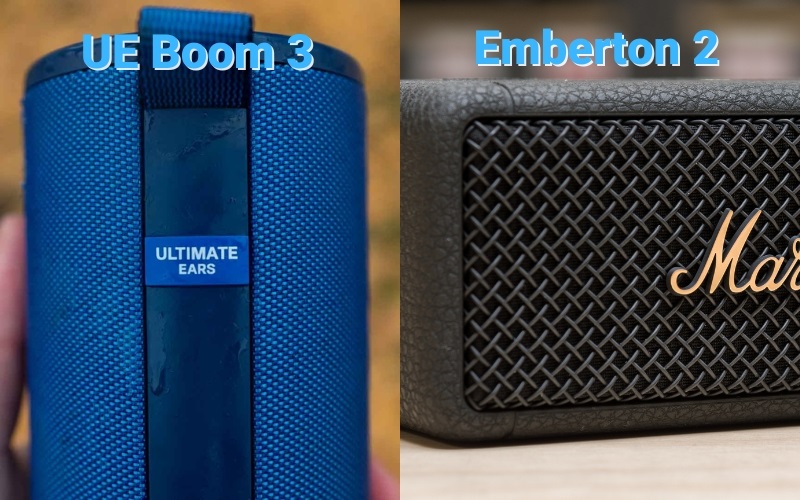 so sánh chất liệu ue boom 3 vs marshall emberton 2