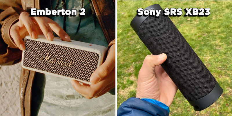 SonySRS-XB23 vs Marshall Ember Emberton 2 與 xb23 尺寸比較