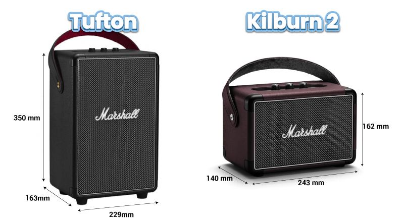 so sánh kích thước marshall tufton vs kilburn 2