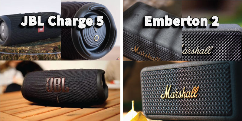 so sánh loa jbl charge 5 vs marshall emberton 2