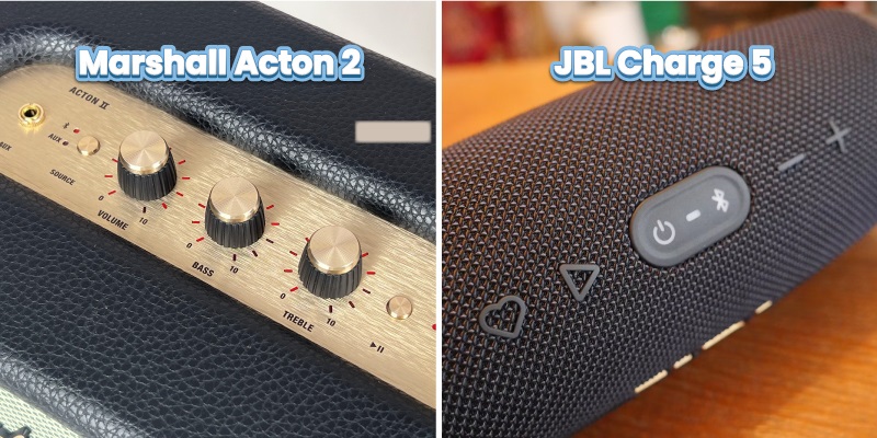 so sánh nút bấm loa jbl charge 5 vs acton 2