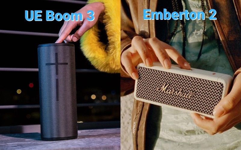 so sánh thiết kế ue boom 3 vs marshall emberton 2