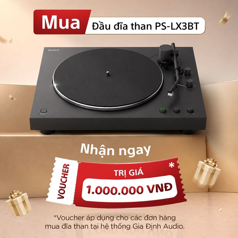 sony tặng e-voucher 1.0 triệu đồng khi mua đầu đĩa than ps-lx3bt