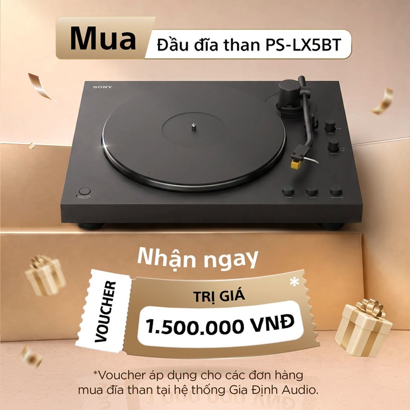 sony tặng e-voucher 1.5 triệu đồng khi mua đầu đĩa than ps-lx5bt