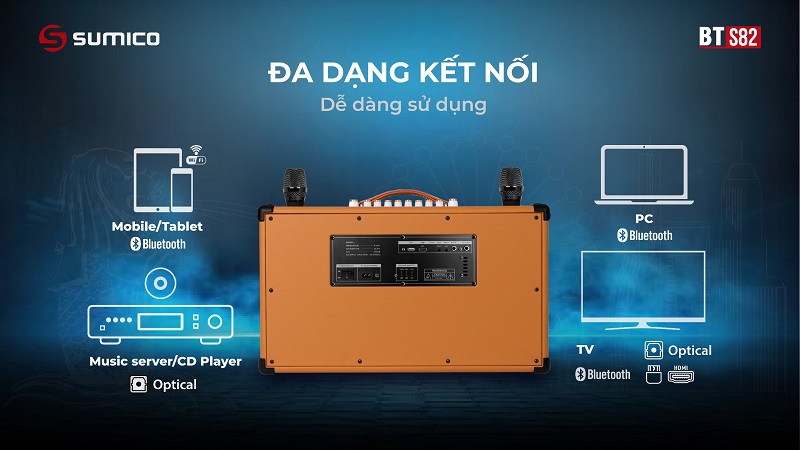 loa sumico bt - s82 với khả năng kết nối linh hoạt