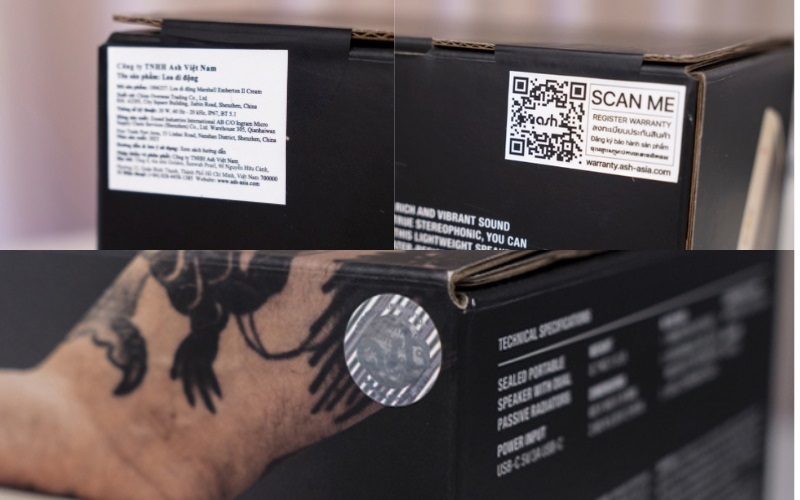 tem ash nhận biết loa marshall emberton chính hãng