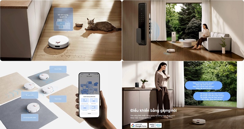 thao tác điều khiển robot vacuum h40