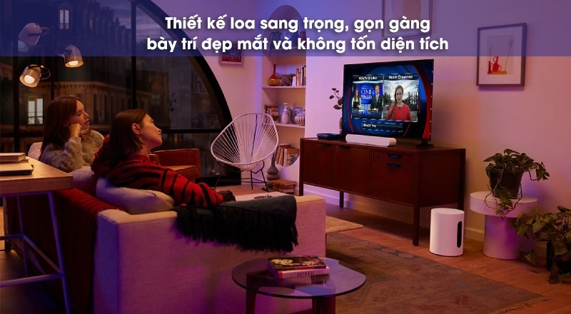 thiết kế combo loa soundbar sonos ray và sub mini gọn gàng
