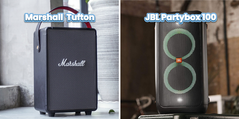 so sánh thiết kế của marshall tufton vs jbl partybox 100